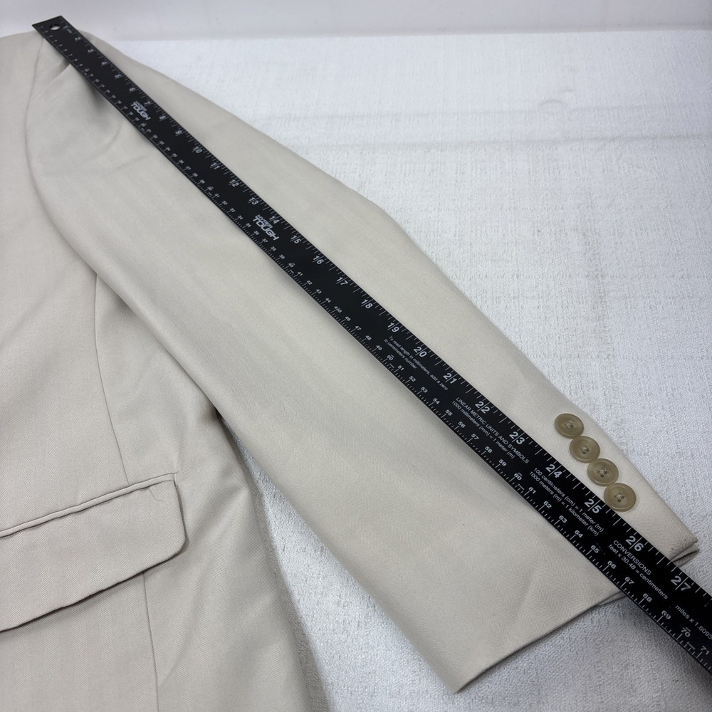Chaps 48R Mens Cream 2 Button Blazer Sport Coat Jacket Subtle Stripes EUC‎ - Picture 12 of 13